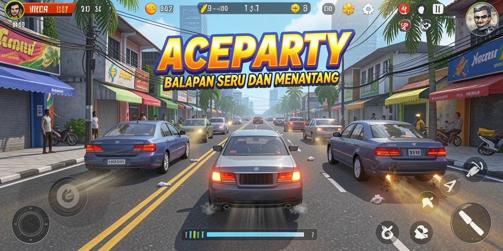 Gameplay seru balapan mobil di jalanan kota.