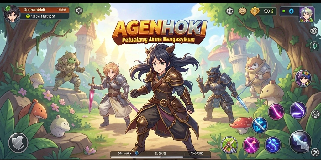 Tampilan gameplay seru dalam AGENHOKI di dunia Anime.