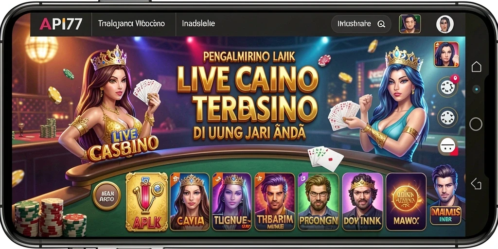 Screenshot dari gameplay Live Casino API77 dengan dealer profesional.