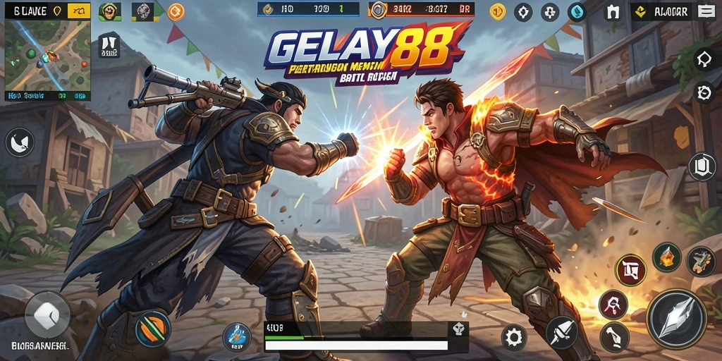 Screenshot menampilkan aksi seru gameplay <strong>GELAY88</strong> dalam pertempuran Battle Royale.