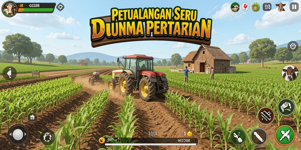 Tampilan gameplay <strong>GG288</strong> saat bercocok tanam di ladang.