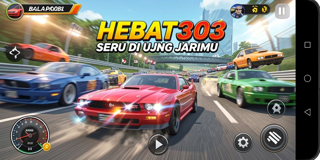 Tampilan mendebarkan dari gameplay balapan di HEBAT303.