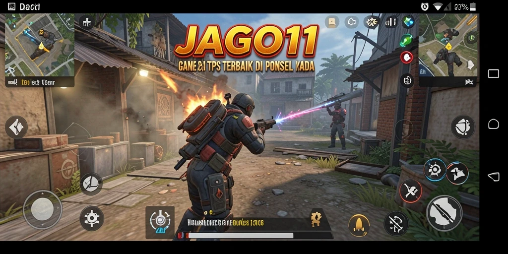 Screenshot utama <strong>JAGO11</strong> menampilkan aksi pertempuran seru dalam gameplay TPS.