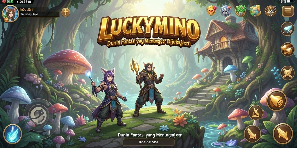Tampilan gameplay LUCKYMINO yang epik dan mendalam.