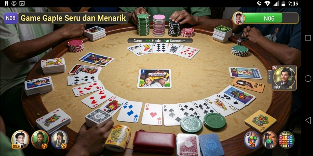 Tampilan gameplay N06 yang seru dalam permainan Gaple.