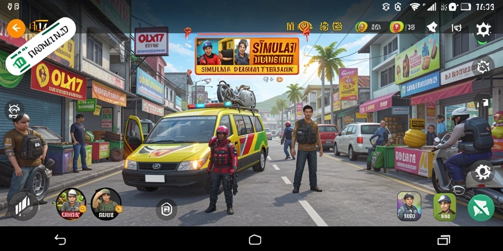 Screenshot utama menunjukkan antarmuka berjualan OLX17 yang interaktif.