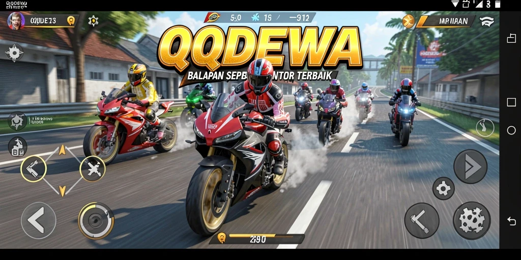 Gameplay seru balap motor di QQDEWA dengan trek yang menantang.