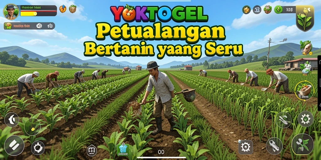 Screenshot gameplay YOKTOGEL menampilkan aktivitas bertani yang seru.