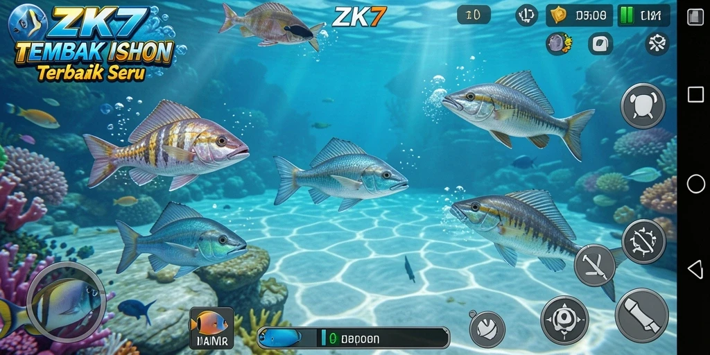Tampilan gameplay seru dalam <strong>ZK7</strong> saat berburu ikan.